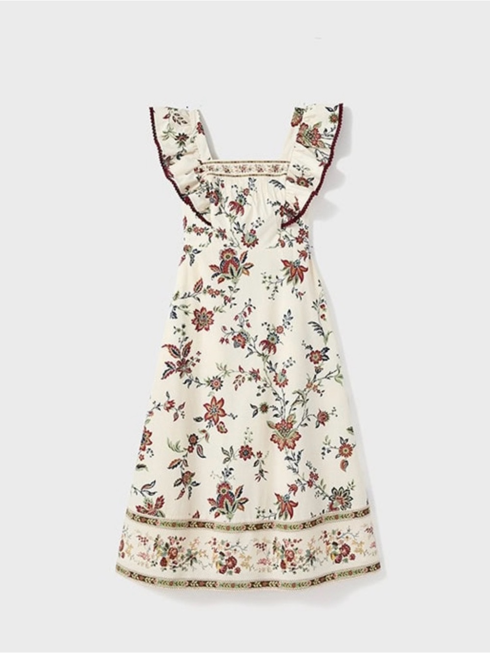 Tuckernuck Cream Floral Ruffle-Shoulder Sundress